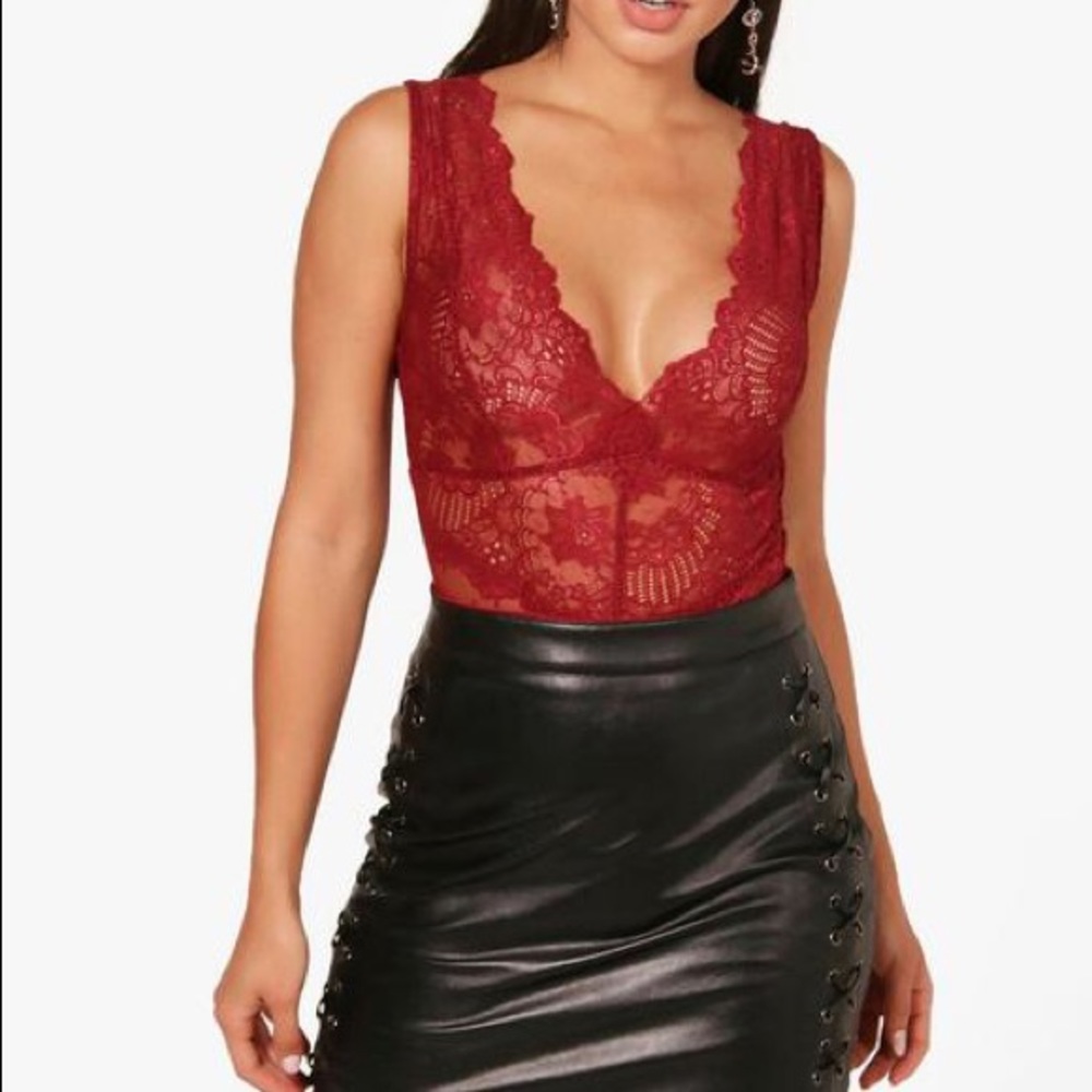 Red Lace Bodysuit